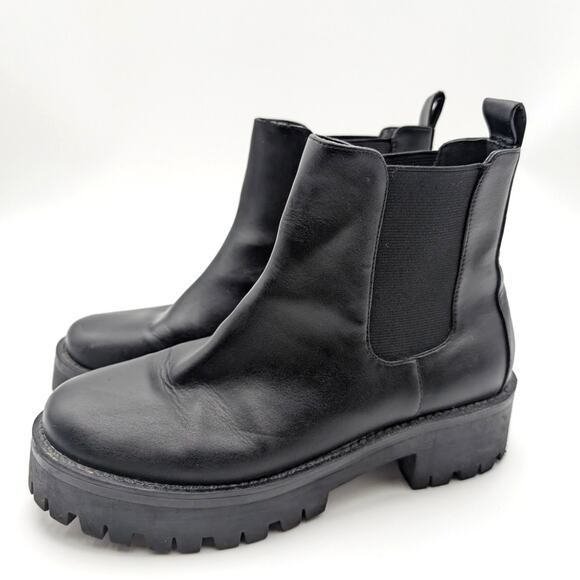 BP Kora Lug Chelsea Boots Slip-On Round Toe Women's Black Size US6.5M EU37 - Picture 1 of 10